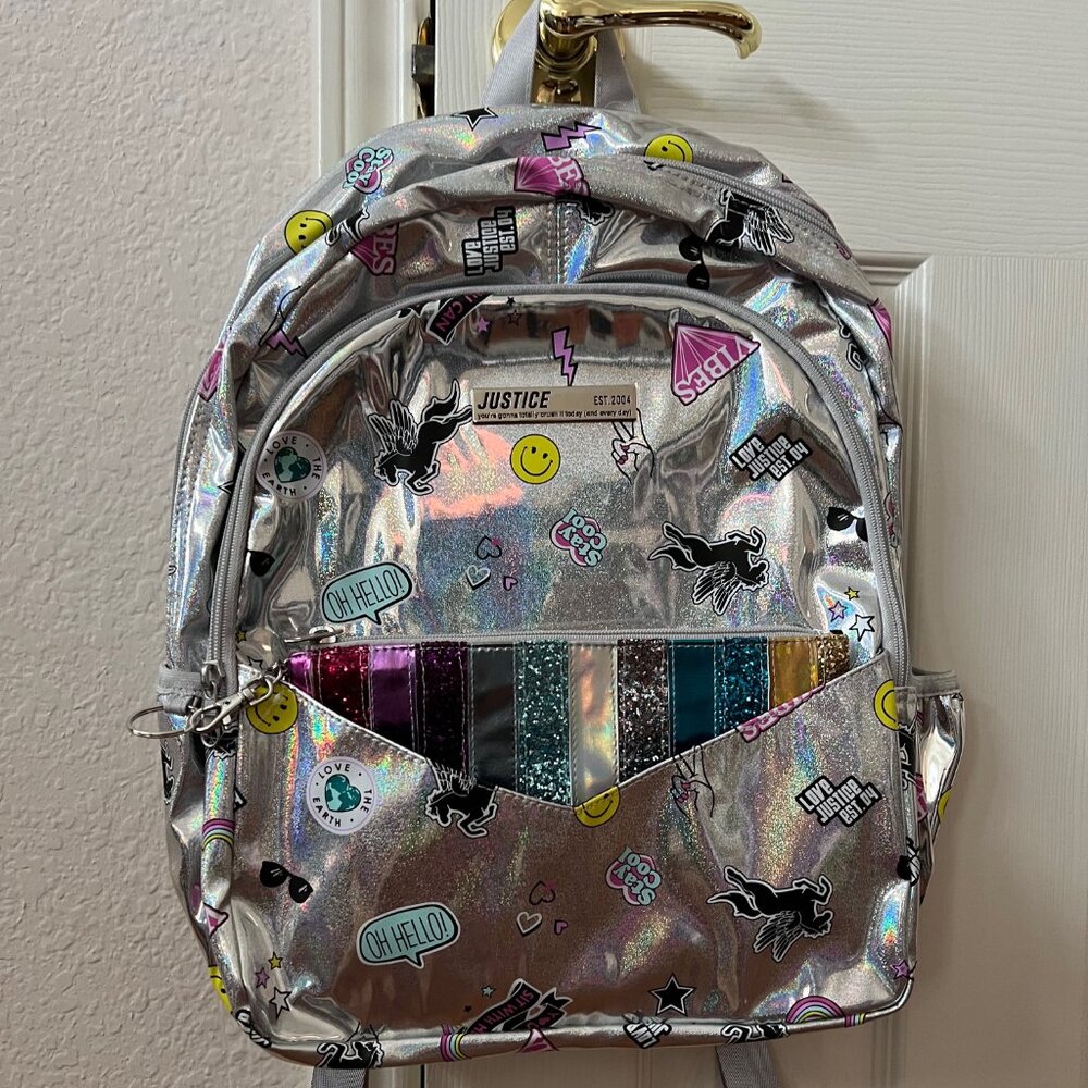 Justice backpack with detachable wristlet NWT 2 pieces